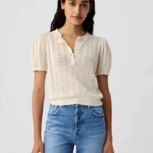 GAP X DOEN LINEN BLEND POINTELLE SWEATER